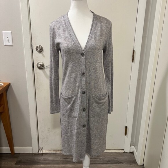 Maurices Womens Gray Button Front Long Sleeve Long Cardigan Side Slits Sz Small - Picture 5 of 12